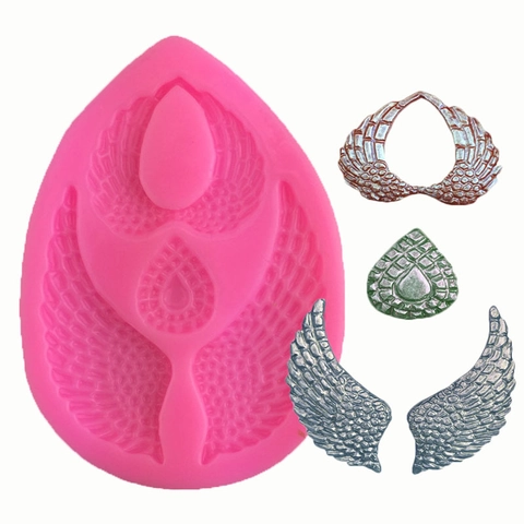 Engelsflügel Herzform Silikonform Fondant Kuchen Dekoration Werkzeug DIY Harz Ton Handwerk Backwerkzeug Rosa