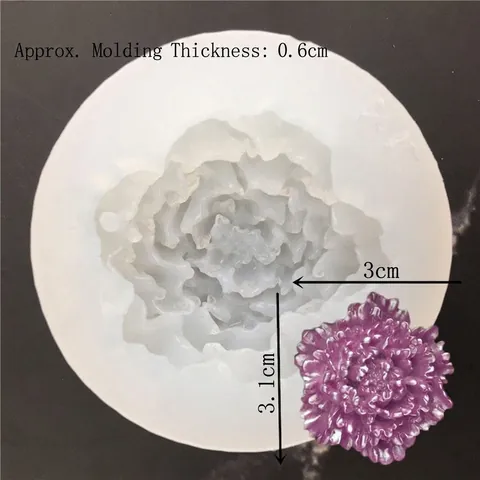 3D Flower Shape Silicone Mold Peony Pattern Flexible Fondant Cake Decorating Tools For Chocolate Candle Soap Craft
