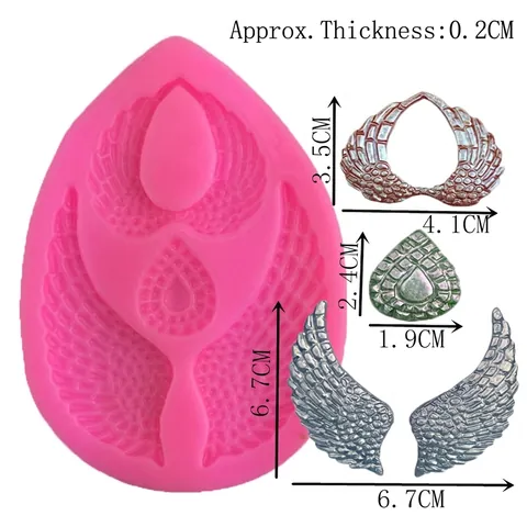 Engelsflügel Herzform Silikonform Fondant Kuchen Dekoration Werkzeug DIY Harz Ton Handwerk Backwerkzeug Rosa