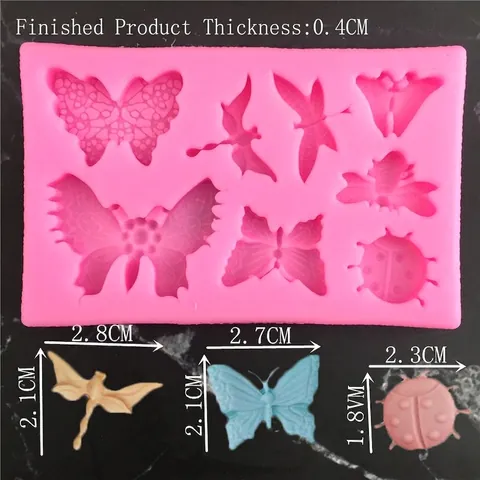 Insekten Silikon Fondantform Schmetterling Libelle Marienkäfer Biene Form Tortendeko Werkzeug Für DIY Backen Rosa