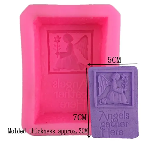 Engel Relief Silikonform Angels Gather Here Slogan Rechteck Fondant Tortendeko Werkzeug Handgemachte Seife Kerze Bastelform