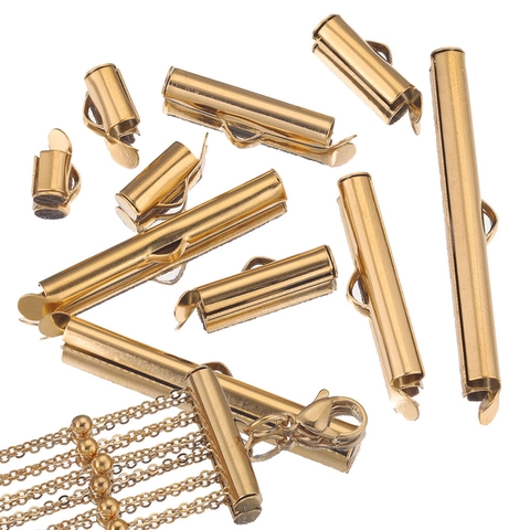 Roestvrijstalen Slide Tube Sluitingen Meerdraads Connector DIY Sieraden Armband Ketting Uiteinden Voor Kralen Crafting