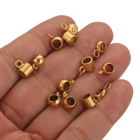 Stainless Steel Large Hole Spacer Beads With Hanging Loop DIY Jewelry Making Findings Connector For Necklace Bracelet Handcrafted Accessories