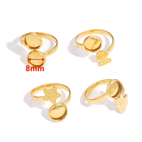 Base per Anello Regolabile in Acciaio Inossidabile da 8mm DIY Vassoio Vuoto Intrecciato per Gioielli Fatti a Mano All'ingrosso