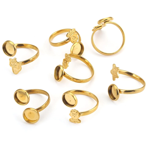 Base per Anello Regolabile in Acciaio Inossidabile da 8mm DIY Vassoio Vuoto Intrecciato per Gioielli Fatti a Mano All'ingrosso