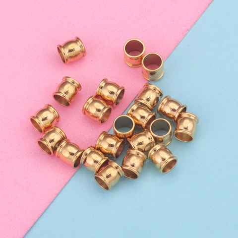 Stainless Steel Barrel Beads Drum Shaped Loose Beads For DIY Jewelry Making Electroplated Gold Silver Spacers Beads Metal Beads Accessories