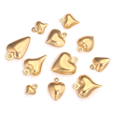 Minimalistische Roestvrij Stalen Holle Hart Hanger Bedels Voor DIY Ketting Armband Sieraden Maken Benodigdheden Verguld