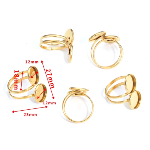 Base de Anillo DIY de Acero Inoxidable Bandeja Plana Redonda 12mm Anillo Ajustable Twist Fornituras para Fabricación de Joyería Artesanal