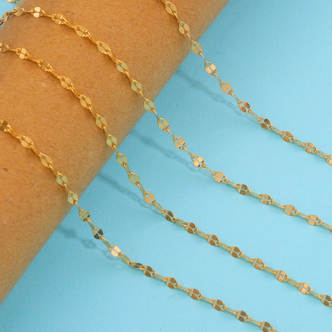Stainless Steel Lip Chain Flat Oval Link DIY Jewelry Making Finding Vacuum Gold Plated Necklace Bracelet Accessory Craft Chain