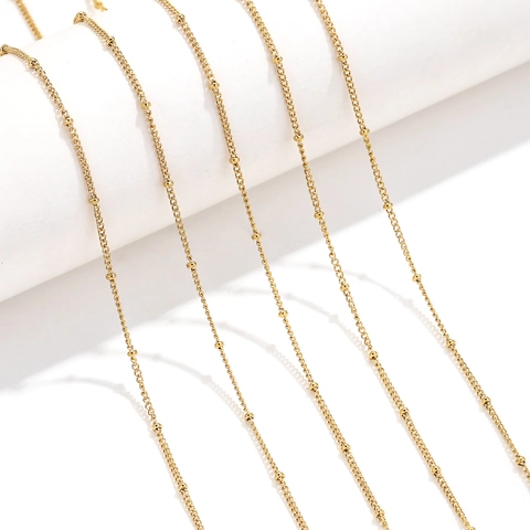 Minimalist Stainless Steel Satellite Bead Chain Necklace For Men Women Gold Plated Chic Fashion Jewelry Gift Layering Chain