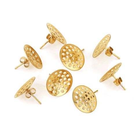 Stainless Steel Hollow Round Earring Findings Base Holder For DIY Handmade Jewelry Making Minimalist Earring Posts Components