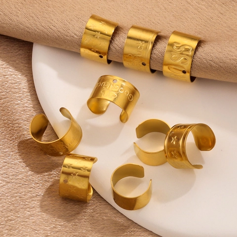 Manchette d'Oreille Minimaliste en Forme de U en Acier Inoxydable Sans Perçage pour Femmes Or Argent Électroplaqué Étoile Lettre Bijou