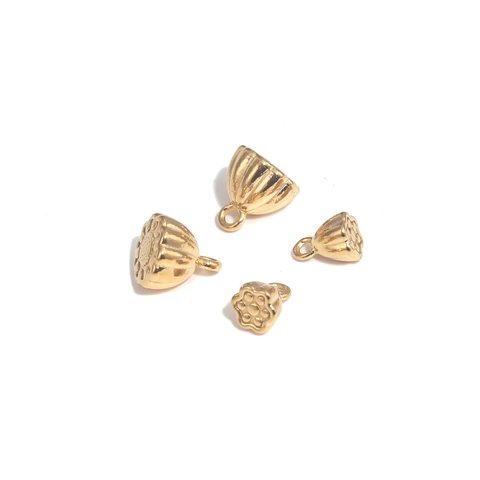 Stainless Steel Lotus Flower Bud Seed Pod Pendant Charms For DIY Necklace Bracelet Jewelry Making Accessories Women