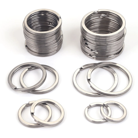 Stainless Steel Key Ring Flat Split Ring For DIY Jewelry Making Crafts Keychain Accessories Polished Metal Round Hoop Organizer