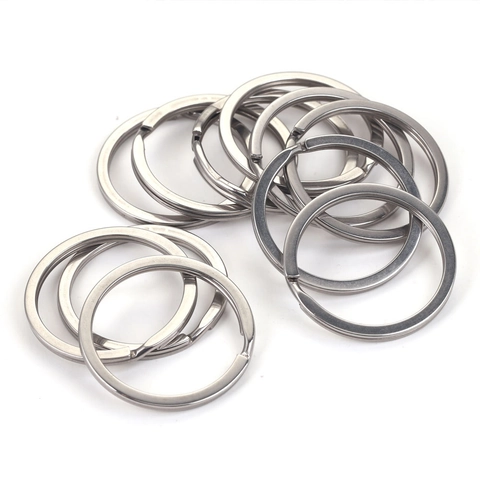Stainless Steel Key Ring Flat Split Ring For DIY Jewelry Making Crafts Keychain Accessories Polished Metal Round Hoop Organizer