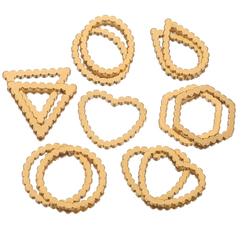 Stainless Steel Geometric Charms Beaded Edge Heart Round Triangle Drop Hexagon Oval Pendants For DIY Jewelry Findings Making