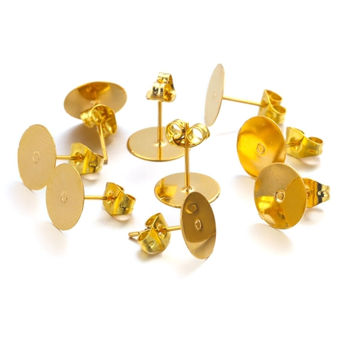 Stainless Steel Flat Pad Earring Stud Posts DIY Jewelry Making Earring Findings Round Base Pin Components Wholesale