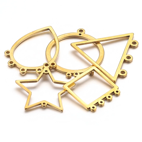 Stainless Steel Geometric Earring Connectors Hollow Out DIY Jewelry Making Findings Star Triangle Circle Square Teardrop Charms Jewelry Components