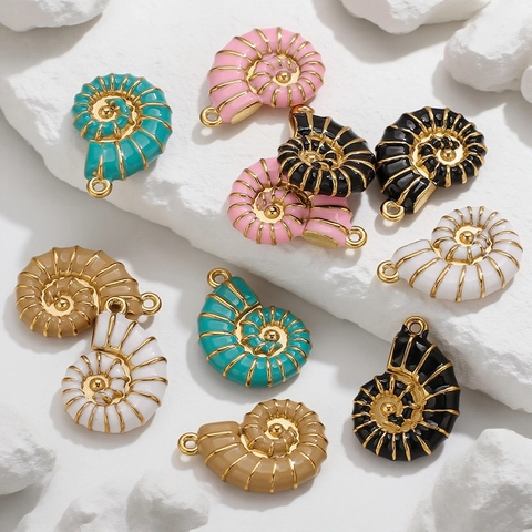 Edelstahl Nautilus Meerschnecke Muschel Anhänger Gold Silber Roségold Emaille Charms Für DIY Halskette Ohrring Schmuckherstellung