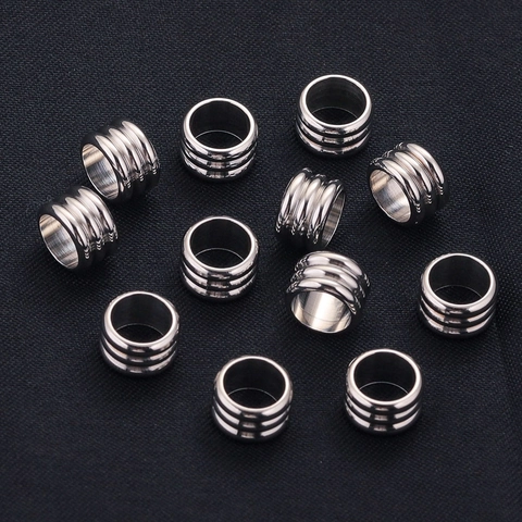 Stainless Steel Drum Beads Grooved Spacer Beads For DIY Jewelry Making Through Hole Metal Loose Beads Handmade Crafting
