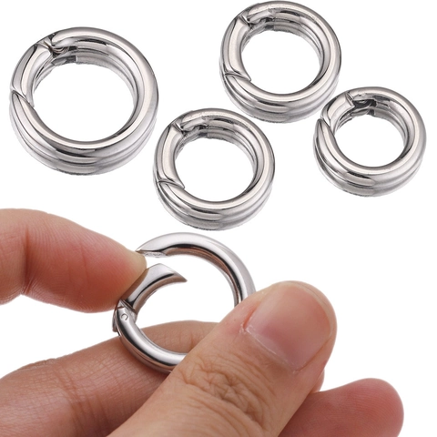 Polished Stainless Steel Round Spring Ring Lobster Clasp Carabiner Hook Connector For DIY Necklace Bracelet Jewelry Making Findings
