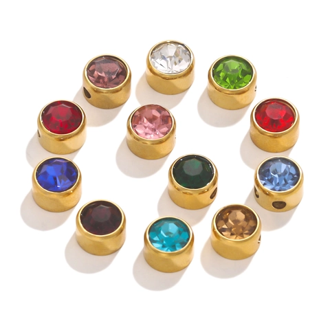 Stainless Steel Rhinestone Inlaid Spacer Beads Round Cylinder DIY Jewelry Making Accessories For Bracelet Necklace Handcraft