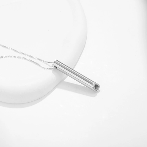 Collar de Respiración para Meditación de Acero Inoxidable Alivio del Estrés Colgante de Silbato Cilíndrico Joyería