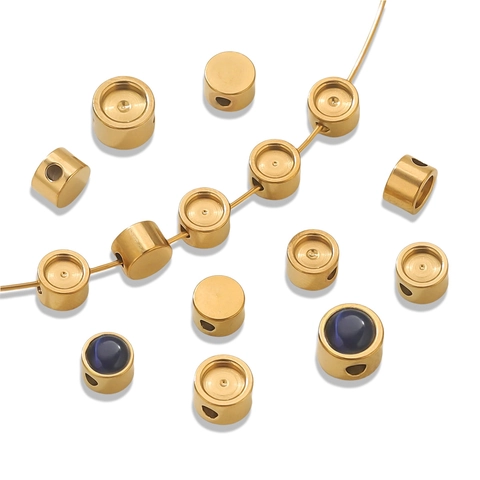 Stainless Steel Round Disc Beads DIY Jewelry Findings Beaded Spacer For Bracelet Necklace Making Handmade Accessories