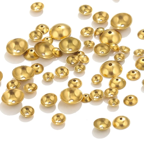 Roestvrij Stalen Ronde Kralenkapjes Tussenkralen 18K Verguld Vacuüm Plating Sieraden Maken DIY Accessoires