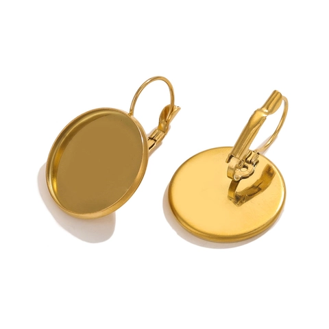 Stainless Steel Leverback Earring Bezel Settings Round Cabochon Tray Base DIY Earring Findings Jewelry Craft Making
