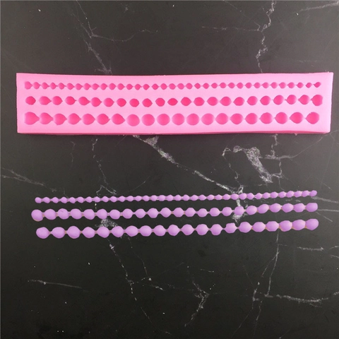 3 Rows Bead Artificial Pearl Chain Cake Border Silicone Mold Fondant Decorating Tool For Handmade Chocolate Clay Sugar Craft Baking Tool