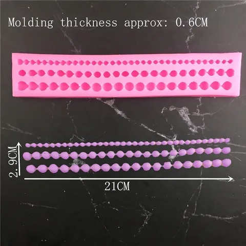 3 Rows Bead Artificial Pearl Chain Cake Border Silicone Mold Fondant Decorating Tool For Handmade Chocolate Clay Sugar Craft Baking Tool