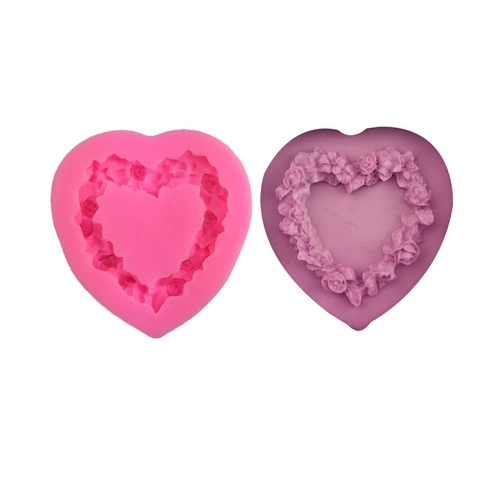 Rose Herzform Silikonform Für DIY Epoxidharz Fondant Tortenrand Seife Kerze Blumenrelief Backen Formwerkzeug