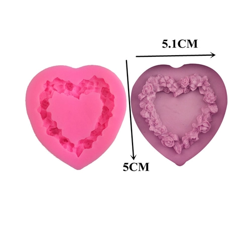 Rose Herzform Silikonform Für DIY Epoxidharz Fondant Tortenrand Seife Kerze Blumenrelief Backen Formwerkzeug