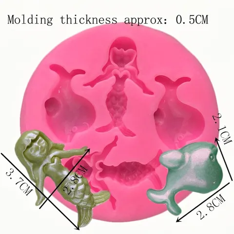 Moule en Silicone Thème Sirène Baleine pour Décoration Gâteau Fondant Savon Fait Main Résine Outils de Cuisson Rond Rose