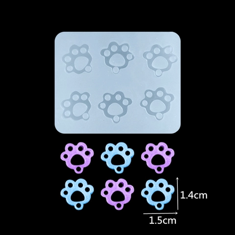 Mini Hondenpoot Siliconenvorm 6-Hats Dierlijke Voetafdruk Hars Gieten Fondant Taart Decoratie DIY Handwerk Bakgereedschap