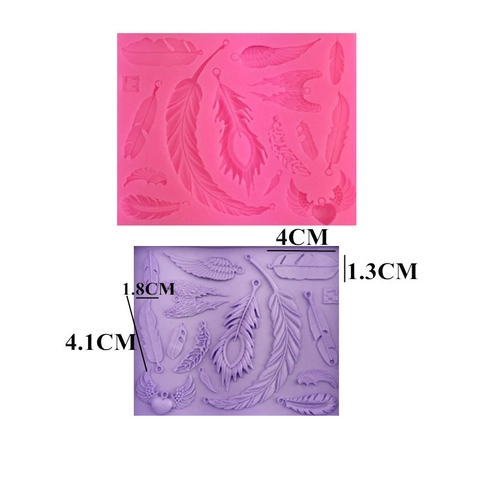 Molde de Silicona con Alas de ángel y Plumas para Decoración de Pasteles Fondant Chocolate DIY Herramienta de Artesanía Rosa