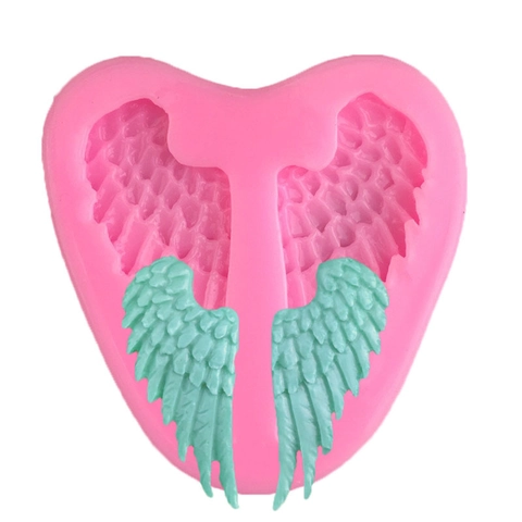 Molde de Silicona para Fondant con Forma de Alas de Ángel Corazón Decoración de Pasteles Herramienta de Panadería Bricolaje