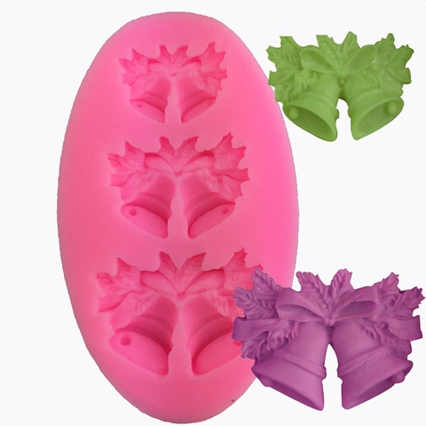 Christmas Bell Holly Leaf Silicone Mold For Cake Decorating Fondant Tools DIY Handmade Chocolate Sugarcraft Baking Mold