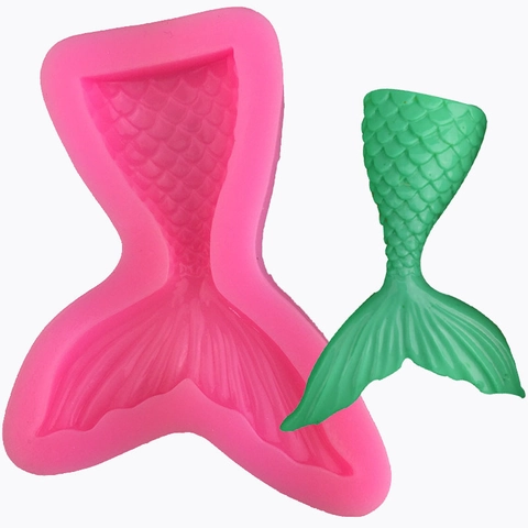 Meerjungfrauenschwanz Silikon Kuchenform Fondant Schokolade Ton Dekorationswerkzeug Handgefertigte Backform Für DIY Tortenaufsatz Rosa
