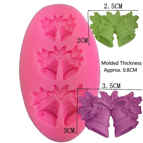 Christmas Bell Holly Leaf Silicone Mold For Cake Decorating Fondant Tools DIY Handmade Chocolate Sugarcraft Baking Mold