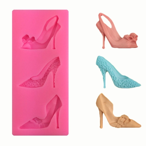 Stampo in Silicone a Forma di Scarpe con Tacco Alto per Decorazione Torte Fondente Cioccolato Caramelle Argilla Fai da Te Rosa