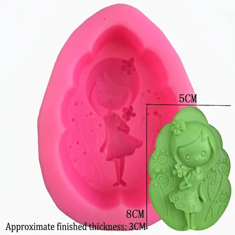 Flexible Sonnenschein Mädchen Silikon Kuchenform Für Handgemachte Seife Fondant DIY Backwerkzeug Mädchen Mit Blumen Relief Design