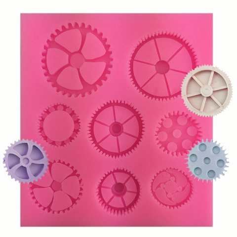 Zahnradform Silikon Fondant Kuchenform DIY Backwerkzeug Für Schokoladen Ton Seife Harz Mechanische Zahnradmuster Form Rosa