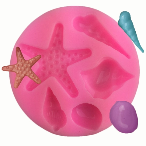 Stampo in Silicone a Tema Oceano Forme di Stella Marina Conchiglia Strumenti per Decorazione Torte Fondente DIY Artigianato Stampo Rosa