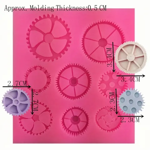 Zahnradform Silikon Fondant Kuchenform DIY Backwerkzeug Für Schokoladen Ton Seife Harz Mechanische Zahnradmuster Form Rosa