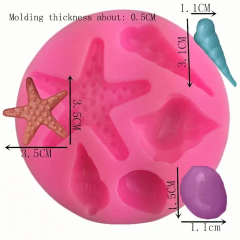 Stampo in Silicone a Tema Oceano Forme di Stella Marina Conchiglia Strumenti per Decorazione Torte Fondente DIY Artigianato Stampo Rosa