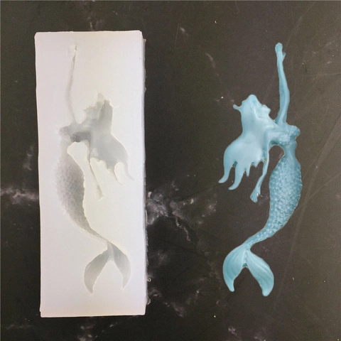 Mermaid Shape Silicone Mold For Fondant Cake Decoration DIY Handmade Baking Tool With Exquisite Fish Scale Texture Design