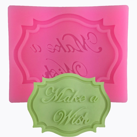Make A Wish Letter Silicone Fondant Mold Vintage Relief Flower Frame Cake Decoration Tool DIY Soap Resin Clay Craft Baking Mold