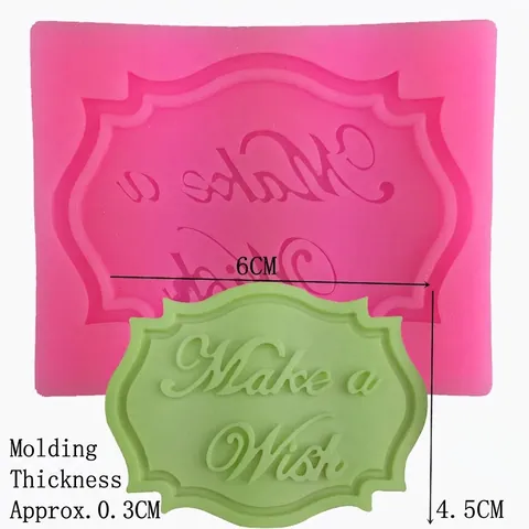 Make A Wish Letter Silicone Fondant Mold Vintage Relief Flower Frame Cake Decoration Tool DIY Soap Resin Clay Craft Baking Mold